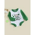 thumbnail image 2 of Baby Girl Boy St. Patrick's Day Outfit Sweatshirts Rompers Clothes Letter Clover Print Long Sleeve Spring Bodysuits, 2 of 7