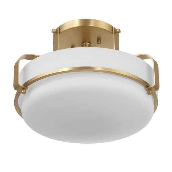 Robert Stevenson Lighting Allegra - Etched Opal Glass and Metal Semi-Flush Mount Ceiling Light, White and Gold