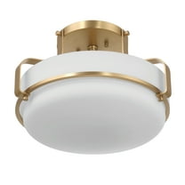 Robert Stevenson Lighting Allegra - Etched Opal Glass and Metal Semi-Flush Mount Ceiling Light, White and Gold