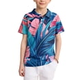 thumbnail image 2 of Domuza Hawaiian Shirt Boys Kids Casual Short Sleeve Button-Up T Shirts 2026 New Trendy Tropical Beach Camp Collar Blouses with Pocket Light Blue 100, 2 of 6