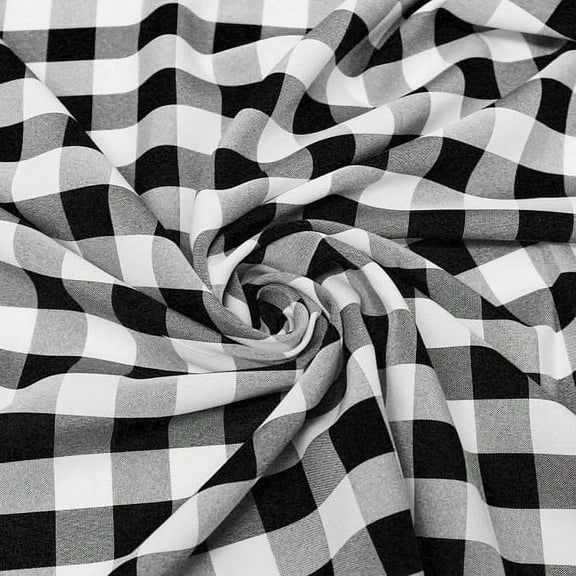 Big Checkered Gingham Poly Poplin Woven Fabric by the Yard
