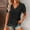 Black, variant on TYGHBN Women's Spring and Summer Solid Color Fashion V Neck Elegant Jacquard Short Sleeved T Shirt Casual Top Women Long Sleeve Running Summer Casual Tops for Women Short Sleeve Tees Women Woman Tee