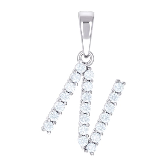 925 Sterling Silver Unisex Cubic Zirconia Letter Name Personalized Monogram Initial N Alphabet Charm Pendant Necklace 25