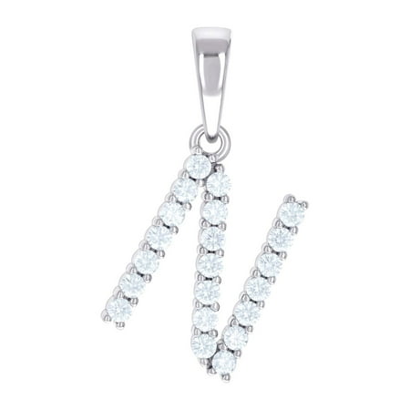 925 Sterling Silver Unisex 0.66ct Moissanite Letter Name Personalized Monogram Initial N Alphabet Charm Pendant Necklace