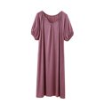 thumbnail image 3 of Asxite Womens Pajamas Solid Short Sleeve Round Neck Ruffle Hem Loose Breathable Nightgown, 3 of 6