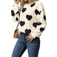 thumbnail image 3 of QAFOPEH Womens Fuzzy Fleece Warm Heart Sweatshirt Casual Crewneck Long Sleeve Pullover Top, 3 of 7