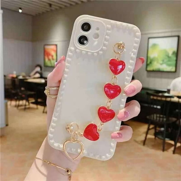 Corea 3D amor pulsera de Metal cadena de muñeca funda de teléfono suave para iphone 13 12 Pro Max MiNi 11 XR X XS Max 7 8 plus 6 6S SE cubierta Tan Jianjun unisex