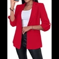 thumbnail image 3 of Blazer de Larga para Mujer, Informal, de Negocios, con Abertura Frontal, para Trabajo y Oficina. Rojo XXL, 3 of 6