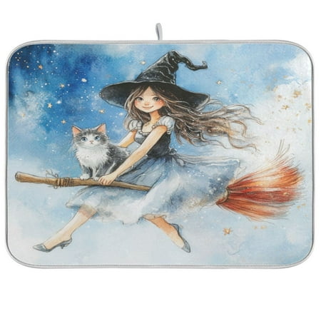 

Dish Drying Mat 18 x 24 Highly Absorbent Microfiber for Dishes Utensils Magic Girl