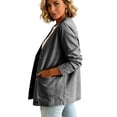 thumbnail image 5 of Dwellite Denim Cardigan for Women Lightweight Button Down Vneck Jean Jackets Fashion Long Sleeve Vintage V Neck Coat Gray S, 5 of 5
