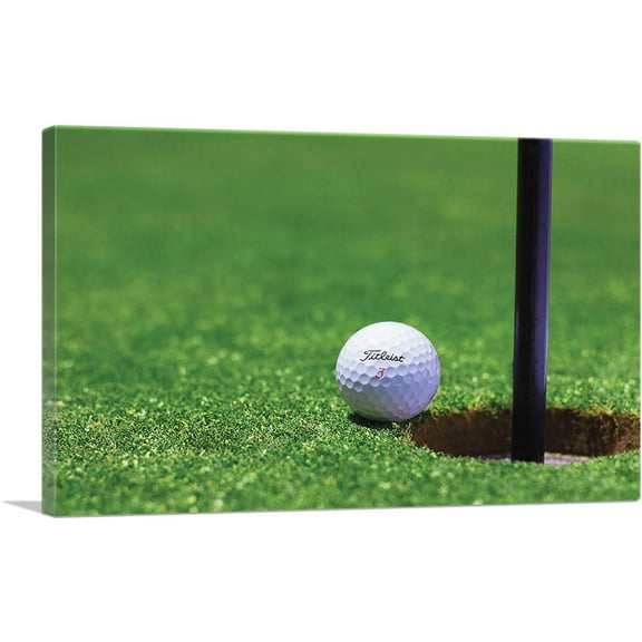 ARTCANVAS Golf Ball and Hole Canvas Art Print - Size: 26" x 18" (0.75" Deep)