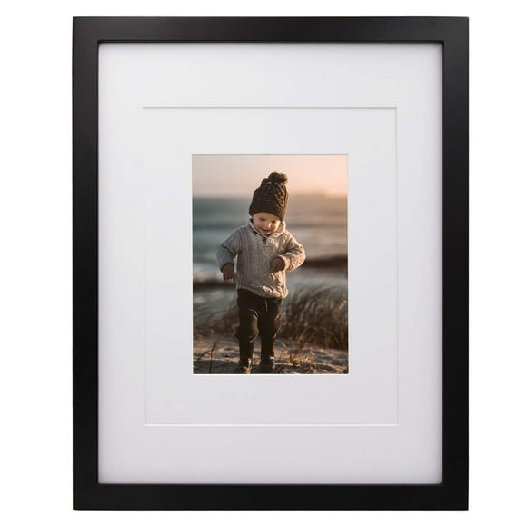 Kinlink 11X14 Picture Frame Black Wood Frames With Acrylic Plexiglass For Picture 5X7/8X10 With Mat Or 11X14 Without Mat Tabletop And Wall Mounting Display