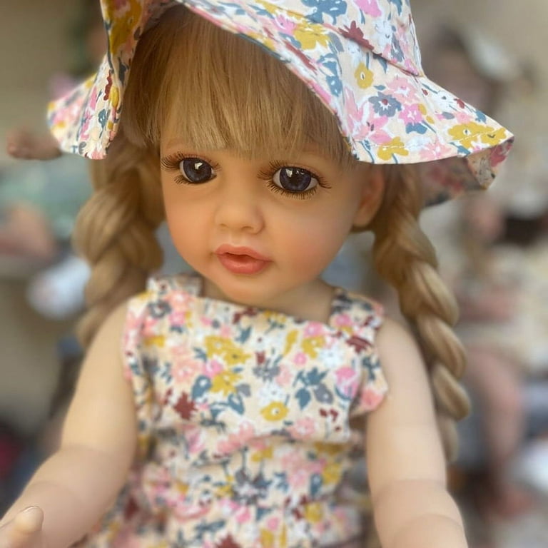 Reborn Baby Dolls Silicone Full Body 22 Inch Lifelike Long Blonde Hair  Reborn Toddler Princess Girls That Look Real Realistic Newborn Baby Dolls  For