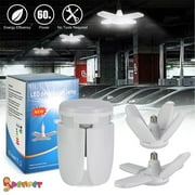 Spencer E27 60W LED Garage Light Bulb, Deformable Ceiling Fixture Lights Shop Workshop Lamp for Factory, Warehouse Barn Backyard