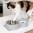 thumbnail image 5 of SHENGXINY Stainless Steel Cat Food Bowl and Water Bowl Set - 2 in 1 Automatic Gravity Water Dispenser, Leakproof Clean Feeder for Small Medium Dogs & Cats Gray 13.78x6.1x9.84in, 5 of 6