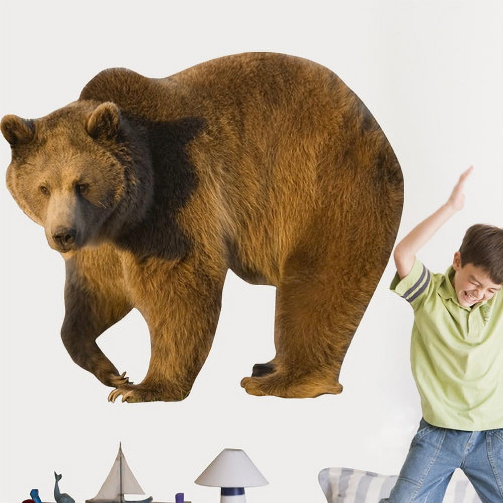 Brown Grizzly Bear Reusable Polyester Wall Decal