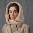 thumbnail image 3 of LEKODE Hooded Shawl Knit Scarf Thick Scarf Scarves for Women's Scarf Knitted Scarf Women Scarf Beige One Size, 3 of 3