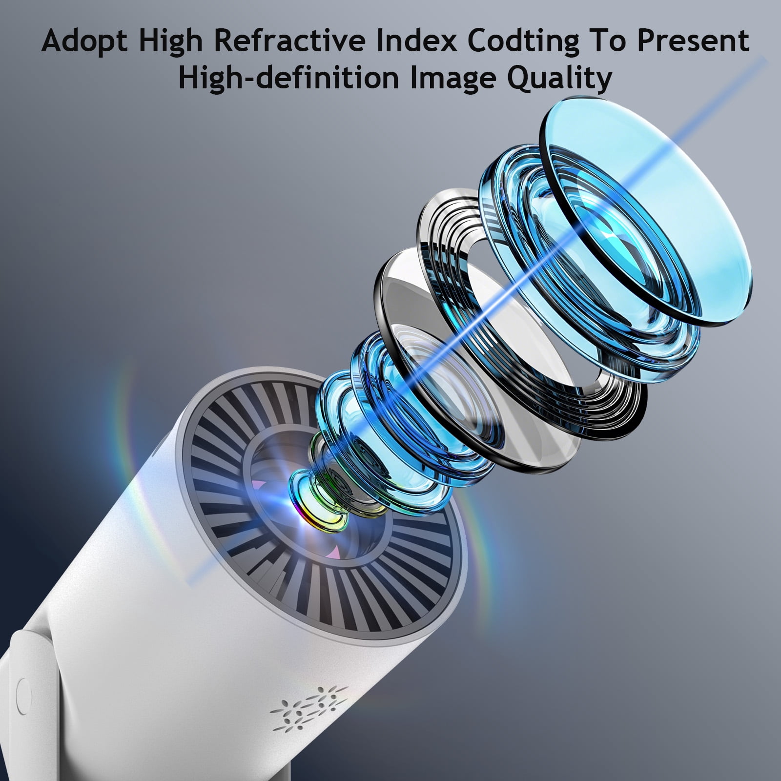 Mini projector, with wired screen sync 4K 1080P portable projector 180° rotation. 17-130" screen video projector. Compatible with smartphones, laptops, PC.(Q5)