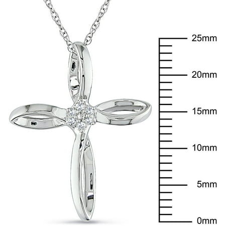 Miabella Diamond Accent Cross 10kt White Gold Pendant, 17