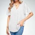 thumbnail image 3 of TUGOXIE Casual Womens Summer Shirts Loose Fit Ruffle Boho White V Neck M, 3 of 7