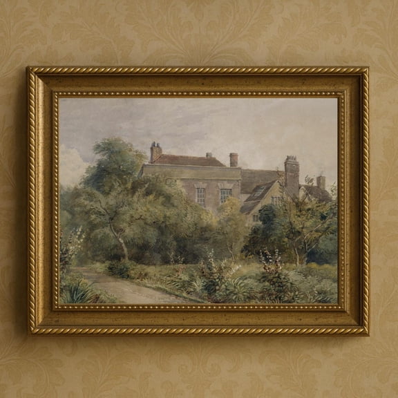 Vintage French Cottage Landscape Farmhouse Wall Art Home Decor, 8x12 UNFRAMED