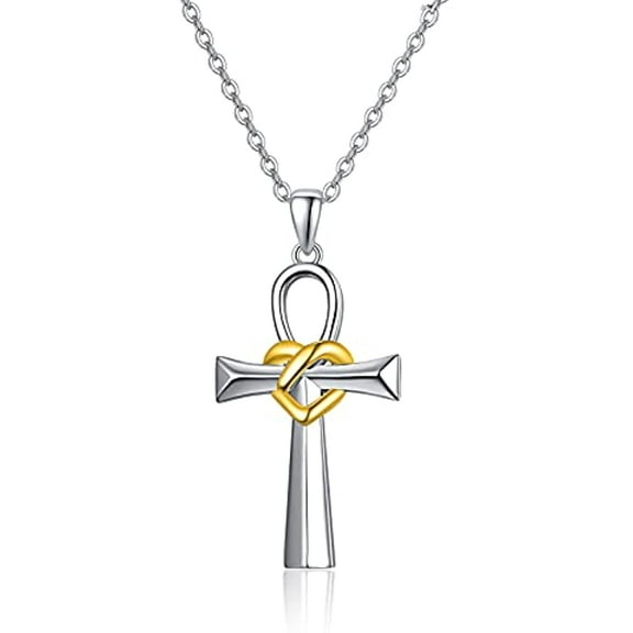 TANGPOET Ankh Corss Necklaces Necklace for Ashes 925 Sterling Silver Cremation Jewelry Memory Pendant