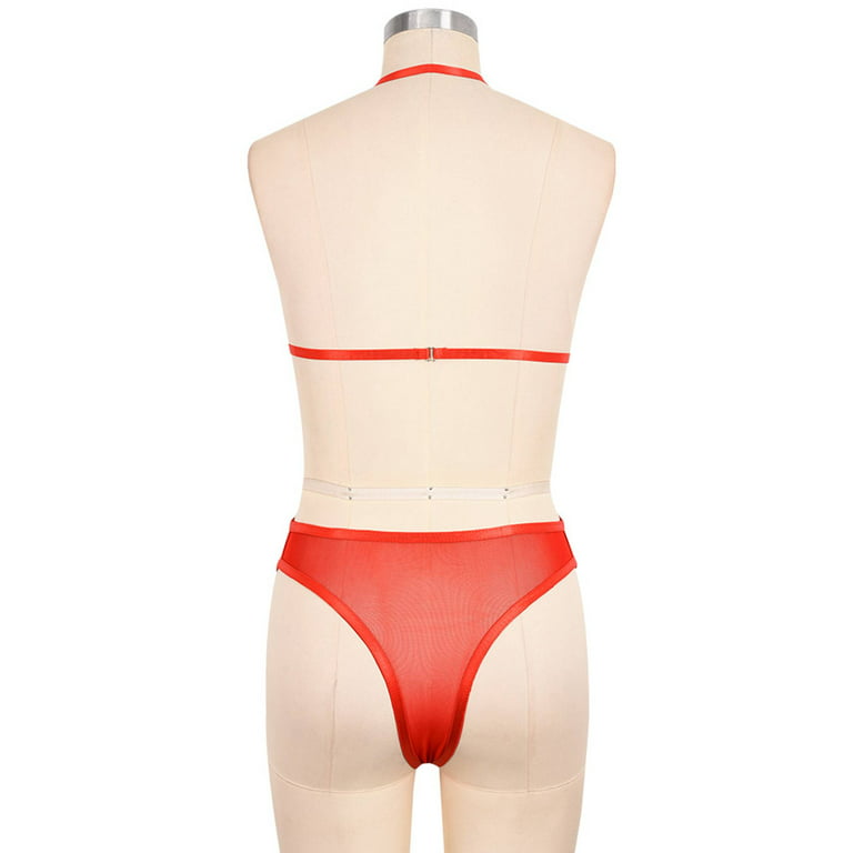 JustVH Women Adjustable Strap Sheer Lace Bra Set Erotic Lingerie Sets