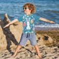 thumbnail image 3 of FORMRS Boys Rash Guard Short Sleeves Swim Shirt Quick Dry UPF 50+ Sun Protection, Sizes 3-12T, Blue Easter Bunny, 3 of 6