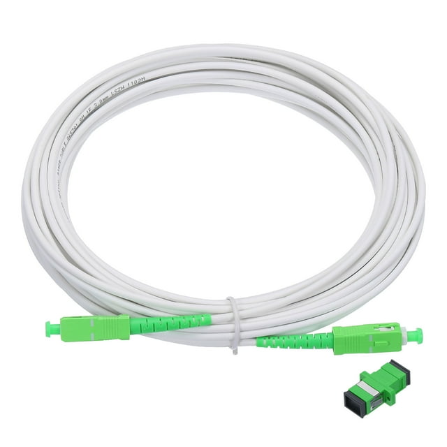 Unique Bargains 1Pcs 32.8Ft Single Mode Simplex OS2 Fiber Optic Cable LSZH SC/APC-SC/APC Armored Jumper Optical White with Adapter