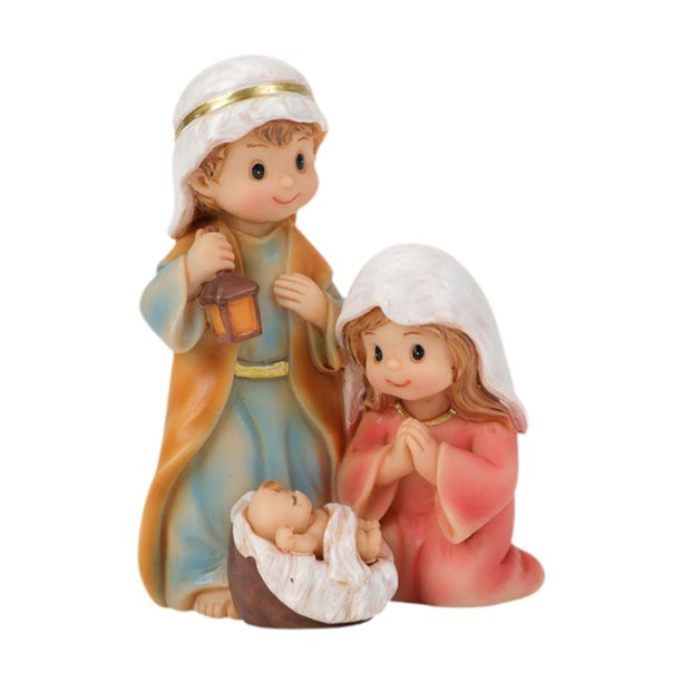 Adorno navideño de escena de la Natividad, Figurita, Artesanía para chimenea, Regalo de inauguración de casa. con luz