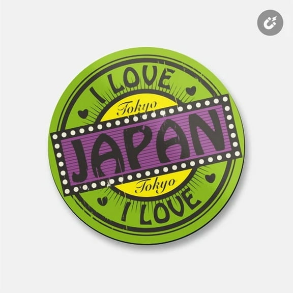 I Love Japan | 4'' X 4'' Round Decorative Magnet