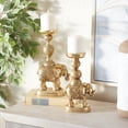 thumbnail image 3 of DecMode 2 Candle Gold Polystone Elephant Candle Holder, Set of 2, 3 of 9