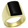 thumbnail image 1 of Bague Homme en Acier Inoxydable IP Gold avec Semi-Précieux en Jet - Taille 9, 1 of 1