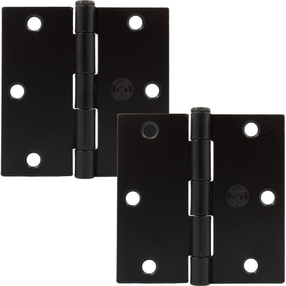 Stone Harbor Hardware 3-1/2" Door Hinges, Square Corner, Matte Black, 2-Pack
