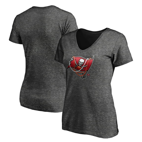 Women's Charcoal Tampa Bay Buccaneers Hometown Collection Flag V-Neck T-Shirt