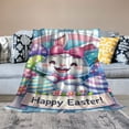 thumbnail image 2 of Nawypu Blanket and Soft Bed Throws Blanket Happy Easter Cartoon Rabbit and Coloful Eggs for Sofa Couch Decorative All Season Warm Living Room/Bedroom Lightweight Blankets, 2 of 6