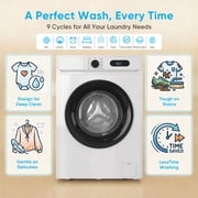 TABU 4.5 Cu. Ft. Front Load Washer, Full Size Washing Machine with 9 Cycles, Auto Balance, Load Detect, LED Display, 110V, White