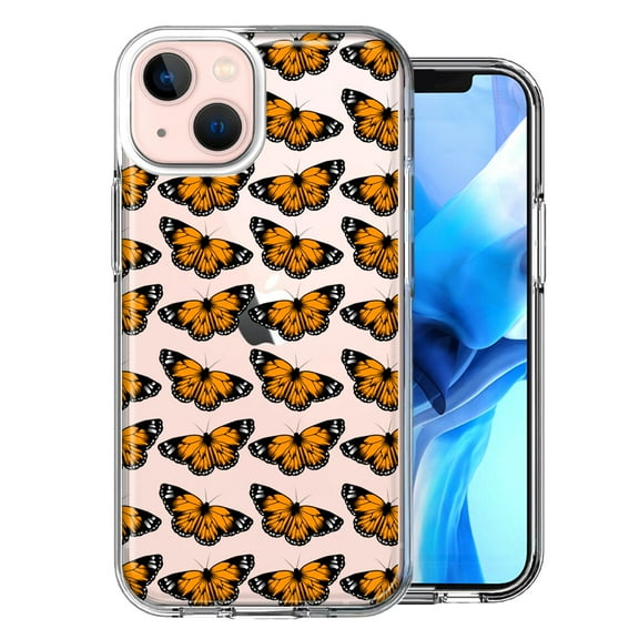 MUNDAZE For Apple iPhone 13 Monarch Butterflies Design Double Layer Phone Case Cover