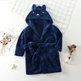 thumbnail image 2 of Mikilon Kids Hooded Nightgwons/Bathrobe Solid Color Flannel Warm Sleepwear Boys and Girls Homewear, 2 of 3