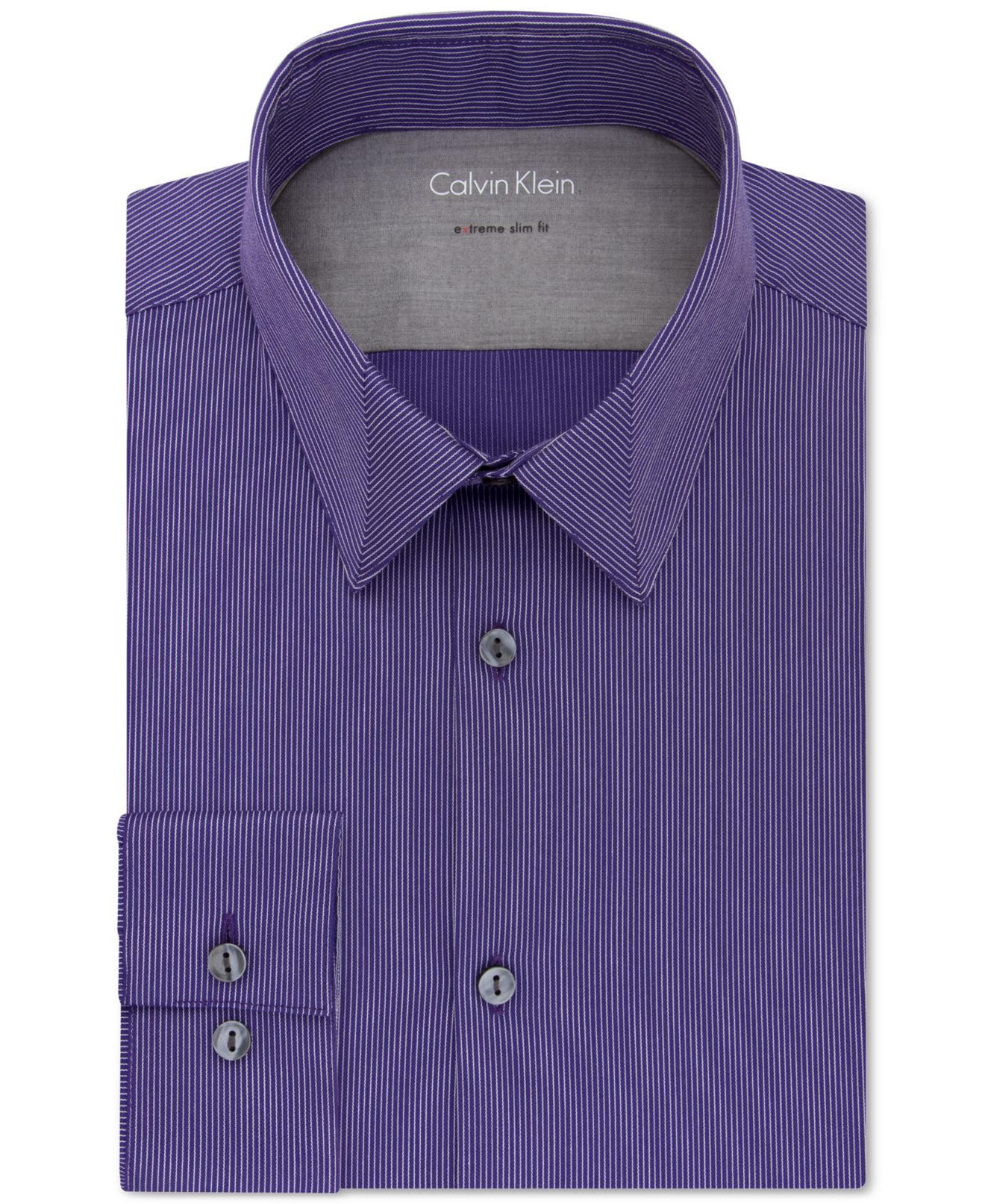 Calvin Klein NEW Purple Mens Large L Striped SlimFit Button Down