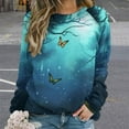 thumbnail image 2 of Landscape Butterfly Womens Casual Crewneck Sweatshirt Long Sleeve Tops Cute Pullover Loose Fit, 2 of 7