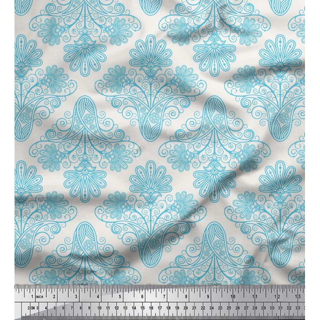 Soimoi polyester Crepe Fabric Swirls & Paisley Print Fabric by Yard 42 Inch Wide