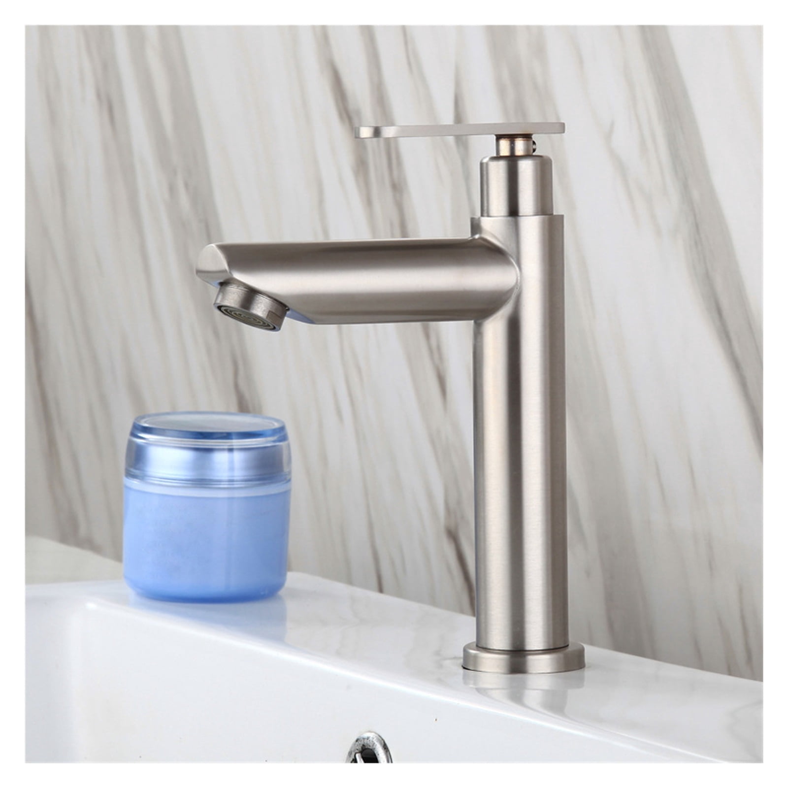 Bathroom Basin Faucets Single Cold Water Bathroom Sink Faucets Brushed 304 Stainless Steel Single Handle Washbasin Tap
