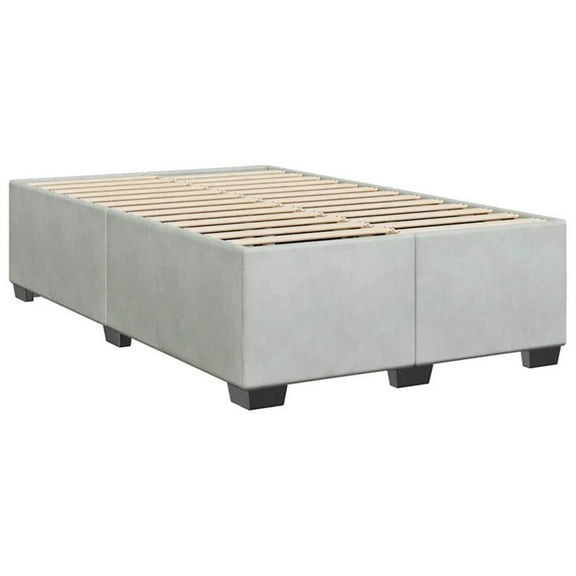 Pemberly Row Contemporary Full Without Headboard Bed Frame in Light Gray