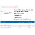 thumbnail image 2 of Center Muffler - Compatible with 2006 - 2010 INFINITI M35 3.5L V6 2007 2008 2009, 2 of 2