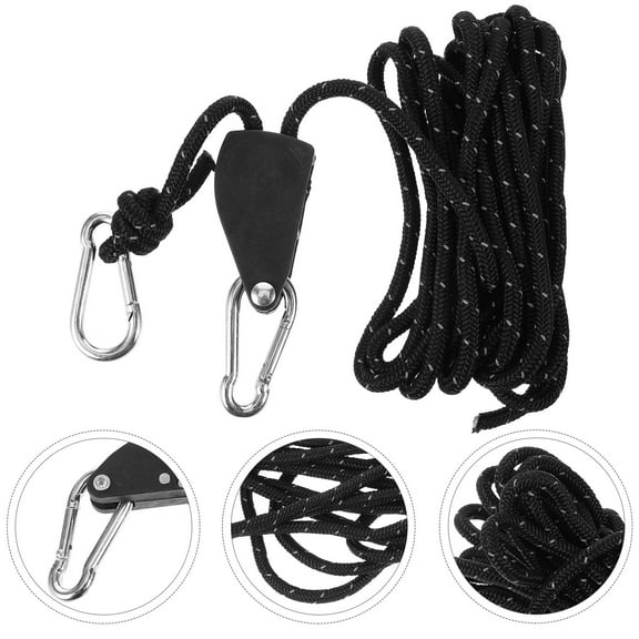 OUNONA  Wind Rope Outdoor Canvas Tarp Cord Camping Accessories Black