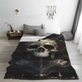 thumbnail image 5 of Bingfone Gold Pattern Skull Print Flannel Fleece Blanket Throw Blanket for Bed,Sofa,Couch,Travel,Camping(60"x50" ), 5 of 8