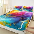 thumbnail image 3 of jejeloiu Metallic Texture Print Twin Sheet Sets,Liquid Gradient Aesthetic Twin Fitted Sheet,Watercolor Ombre Flat Sheet For Teens,Ultra Soft Home Decor,3 Pieces, 3 of 7