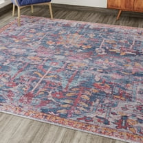 Unique Loom Maahru Collection Area Rug - Apogee (10' 6" Square Navy Blue/Blue)