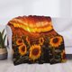 thumbnail image 3 of Fotbe Sunset Golden Sunflower Field Manta de Franela con Estampado, Manta Ultrasuave para Cama, Sofá, Auto, Hipoalergénica y Antibolitas-60"x50", 3 of 6